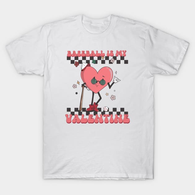 Retro Baseball Valentines Day, Baseball Is My Valentine, Baseball Heart T-Shirt by mcoshop